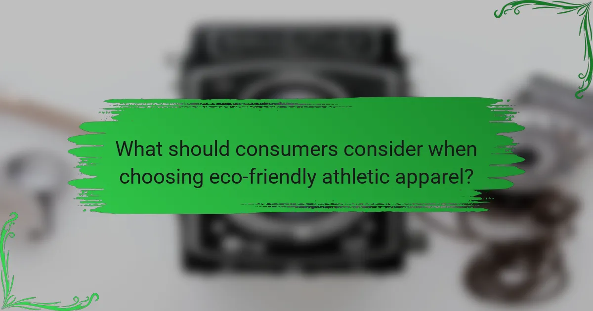 What should consumers consider when choosing eco-friendly athletic apparel?